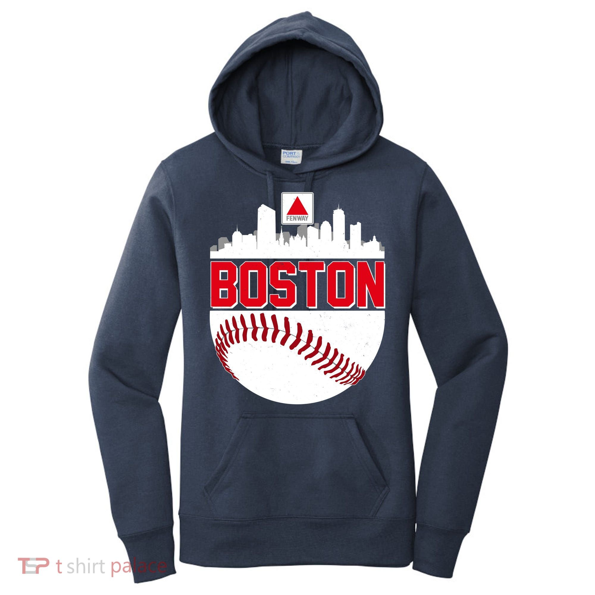 Boston Skyline Fenway Baseball Sports Logo Women's Hoodie