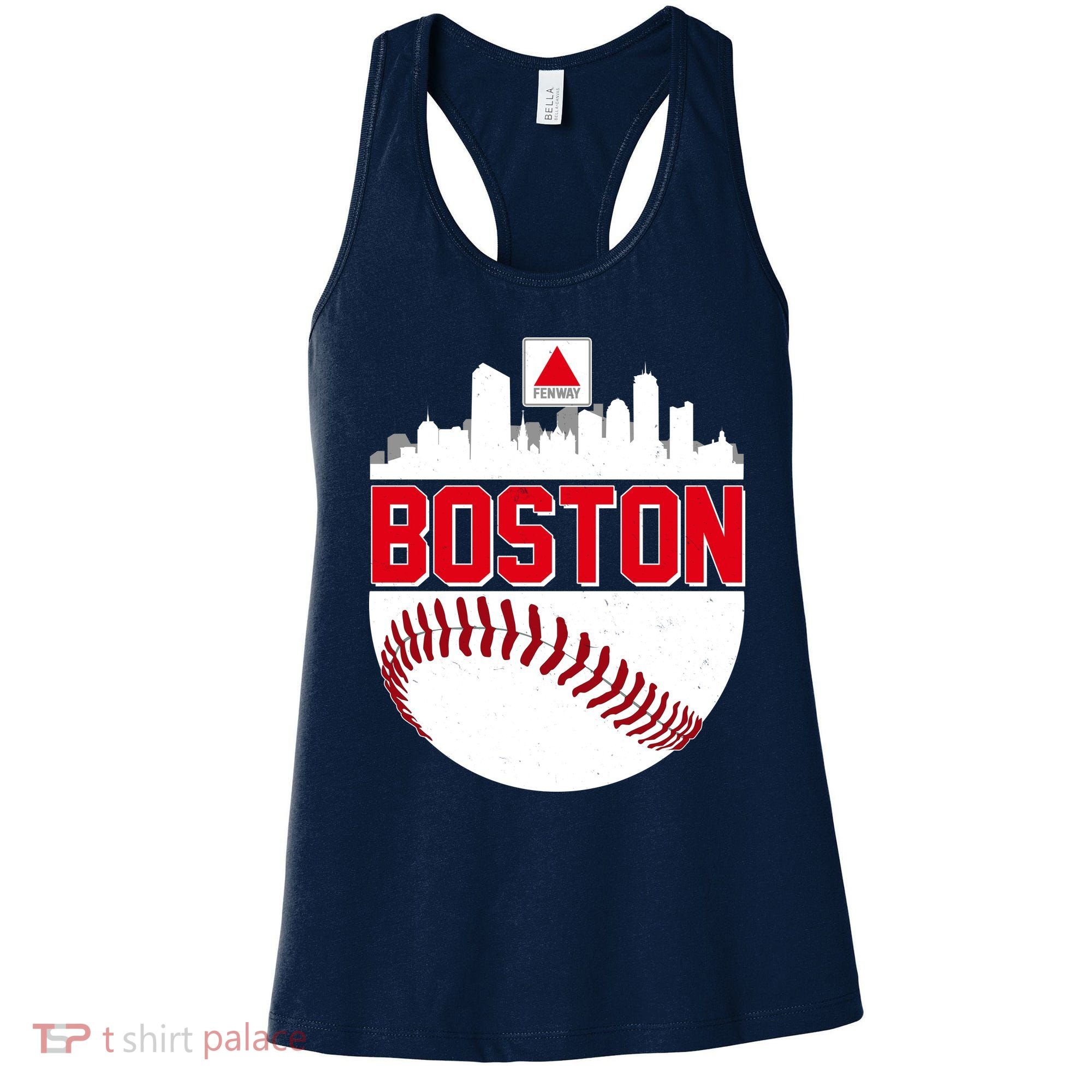 Boston Skyline Fenway Baseball Sports Logo Women's Tank Top