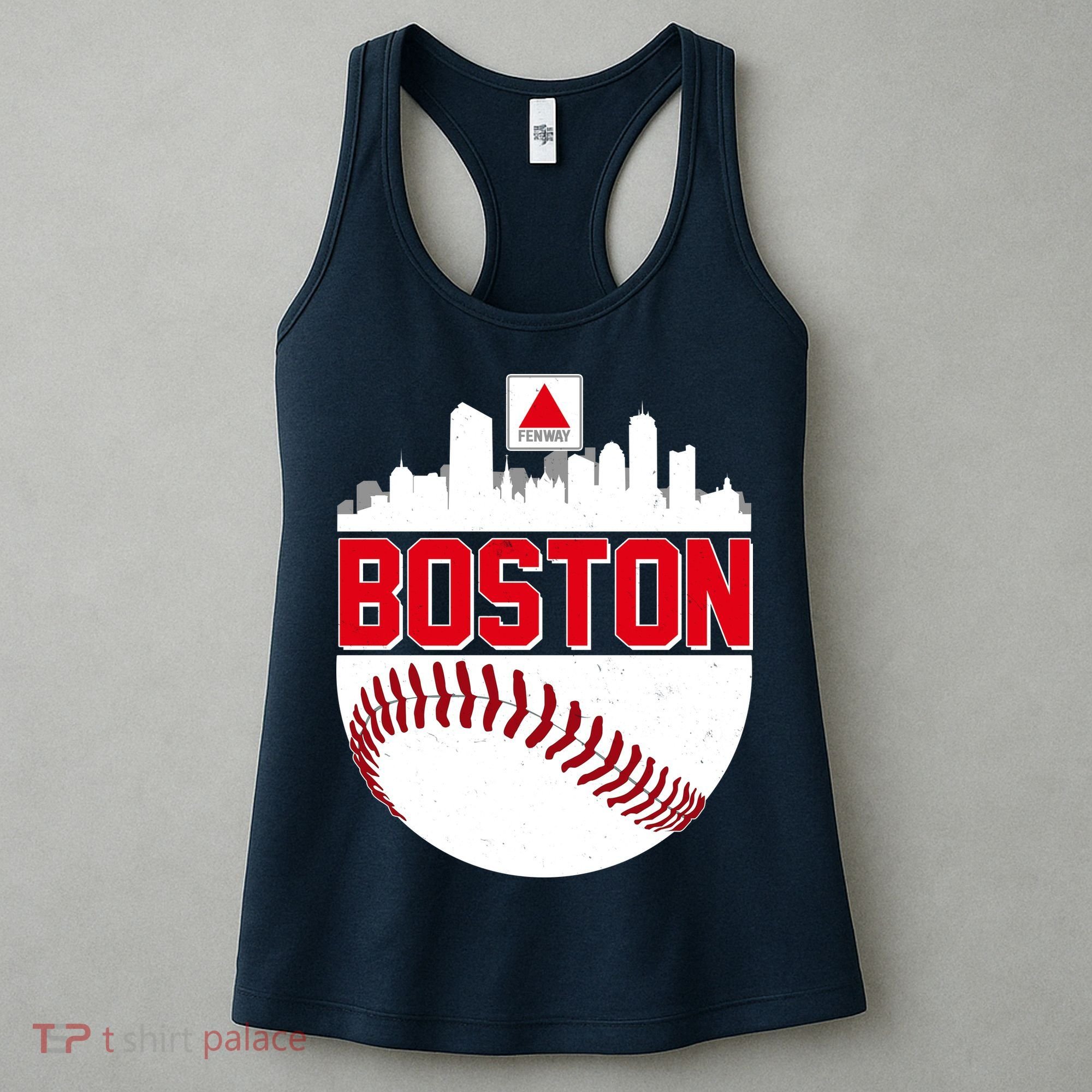 Boston Skyline Fenway Baseball Sports Logo Women's Tank Top