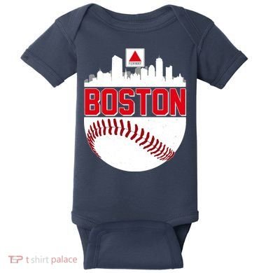 Boston Skyline Fenway Baseball Sports Logo Baby Bodysuit