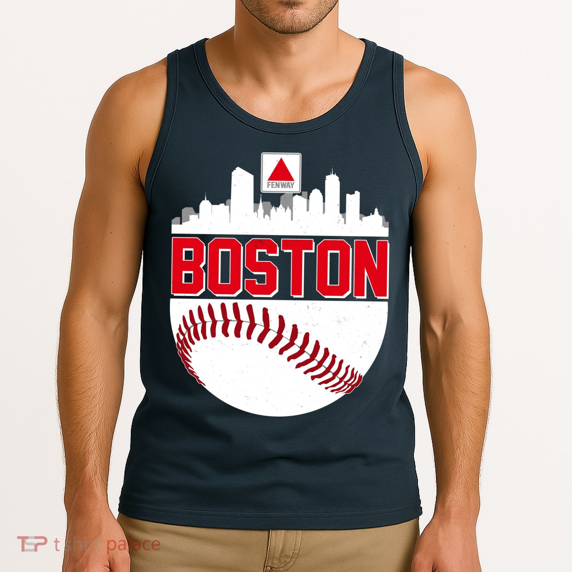 Boston Skyline Fenway Baseball Sports Logo Tank Top