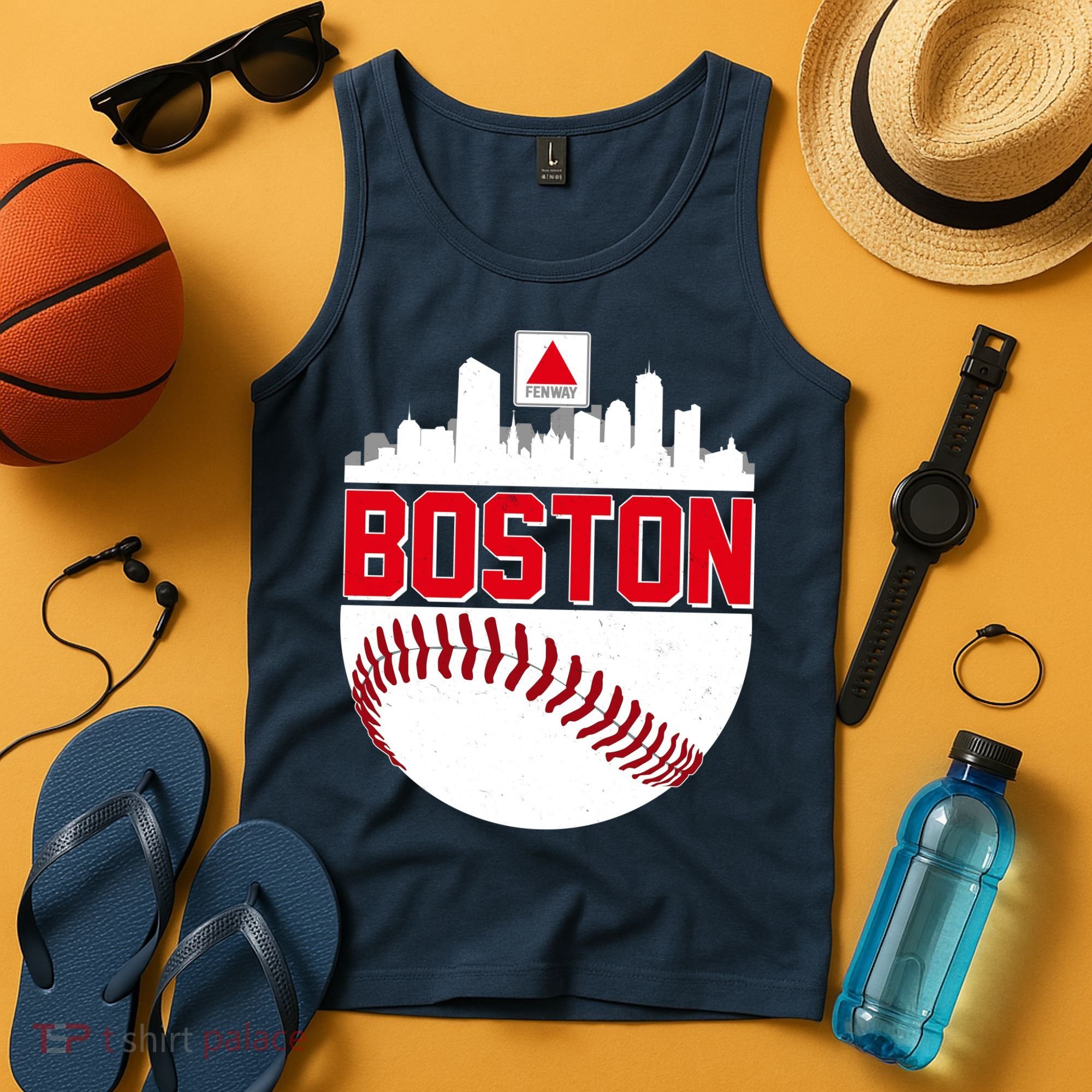 Boston Skyline Fenway Baseball Sports Logo Tank Top