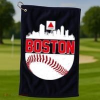 Boston Skyline Fenway Baseball Sports Logo Golf Towel thumb 1
