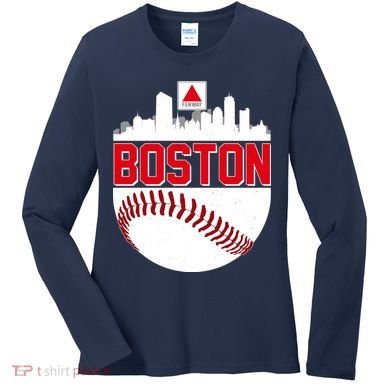 Boston Skyline Fenway Baseball Sports Logo Women's Long Sleeve Shirt