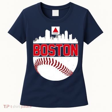 Boston Skyline Fenway Baseball Sports Logo Women's T-Shirt