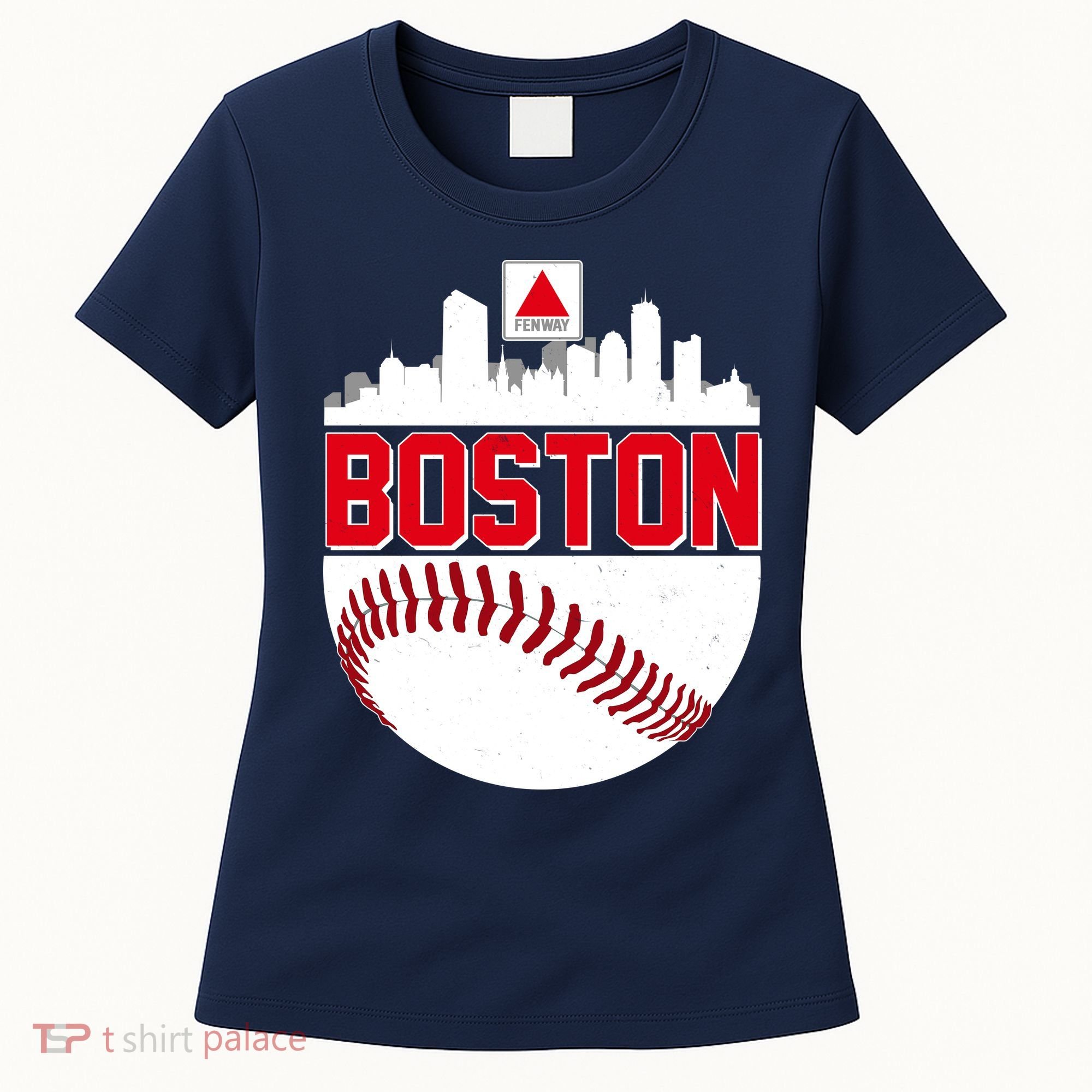 Boston Skyline Fenway Baseball Sports Logo Women's T-Shirt