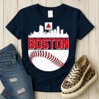 Boston Skyline Fenway Baseball Sports Logo Women's T-Shirt thumb 3