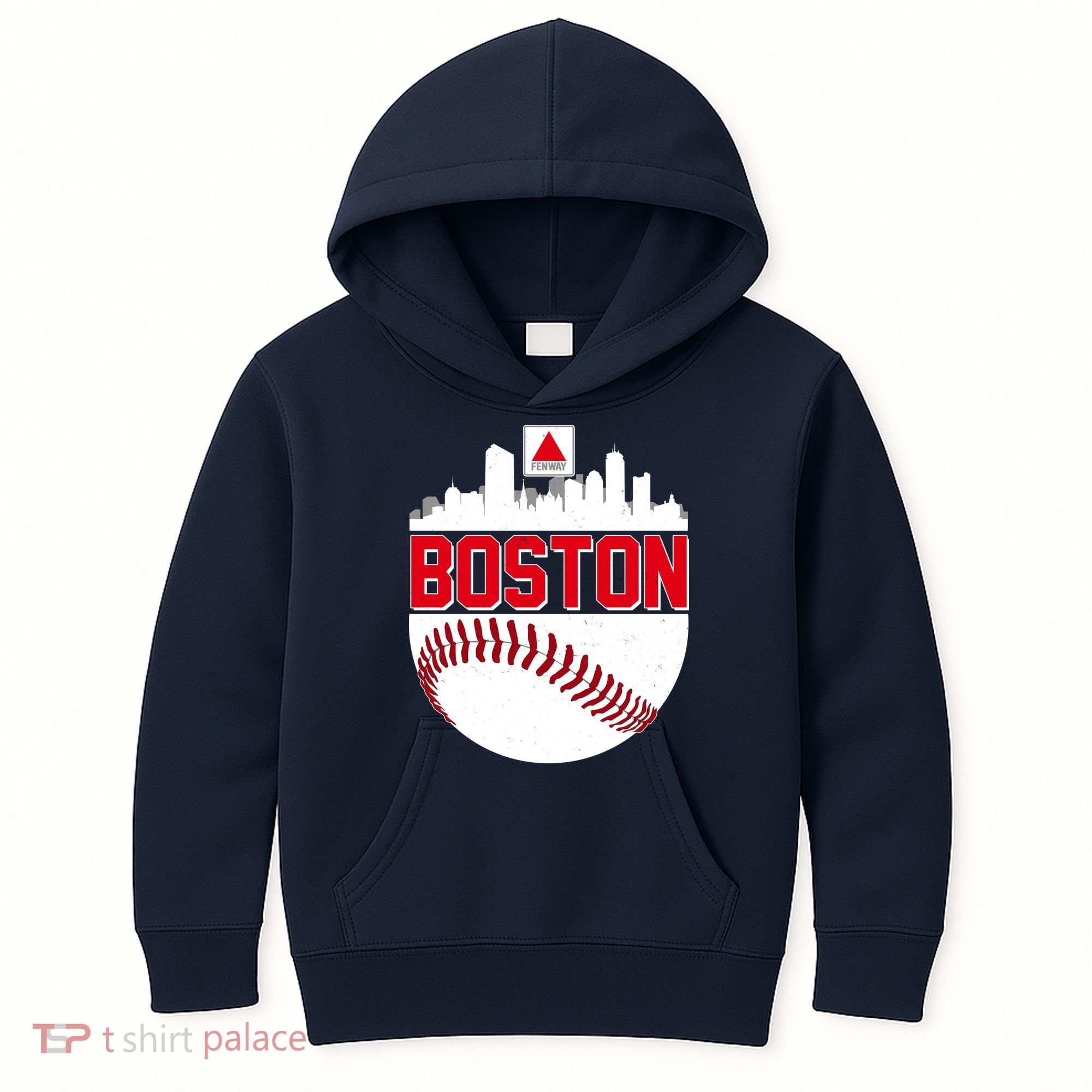 Boston Skyline Fenway Baseball Sports Logo Kids Hoodie