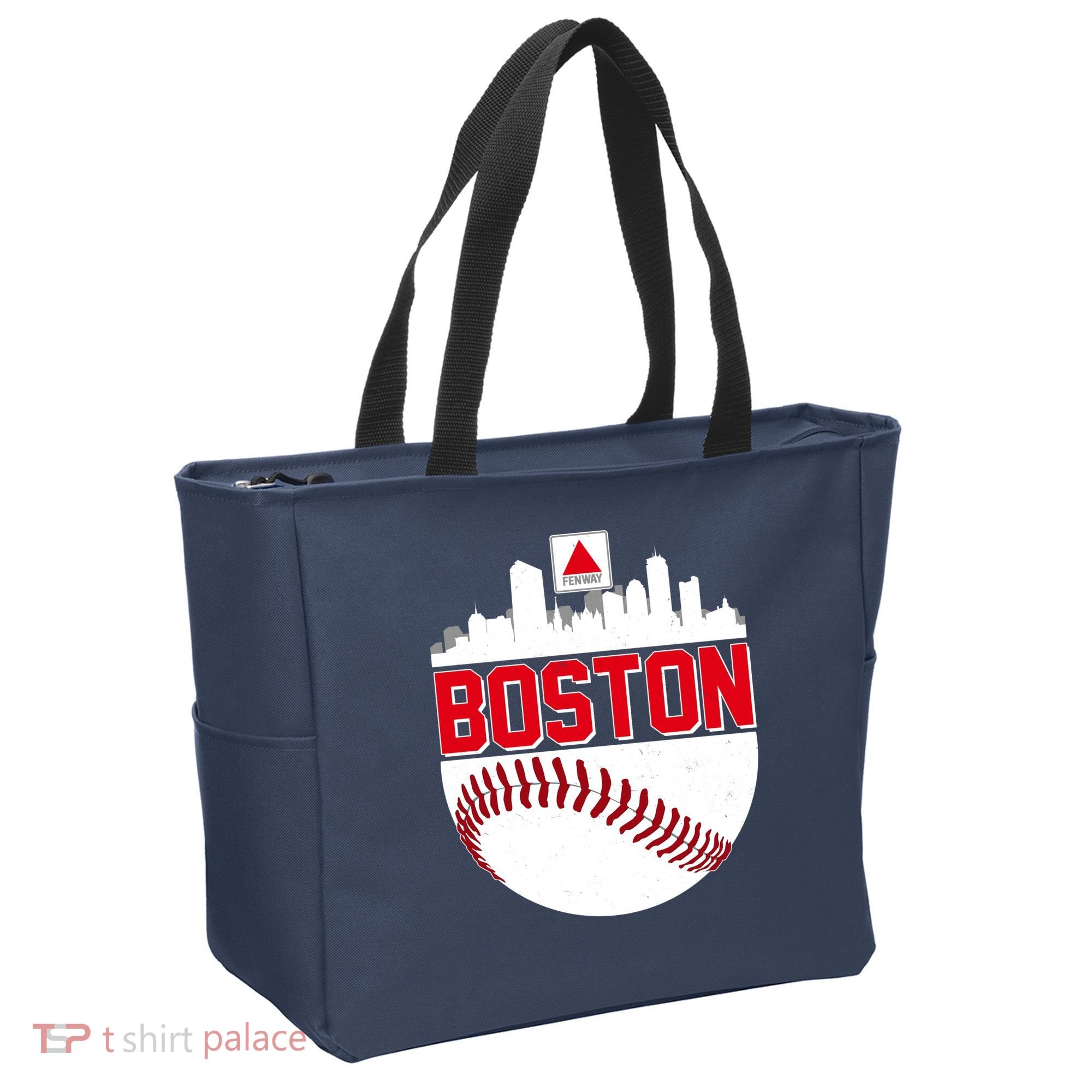 Boston Skyline Fenway Baseball Sports Logo Tote Bag