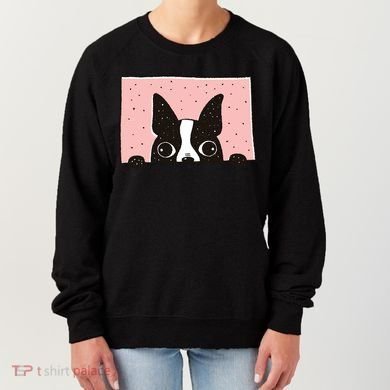 Boston Terrier Peeking Women's Sweatshirt
