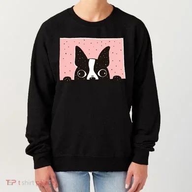 Boston Terrier Peeking Women's Sweatshirt