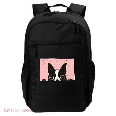 Boston Terrier Peeking Backpack