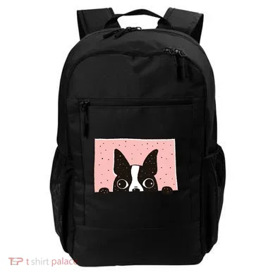 Boston Terrier Peeking Backpack