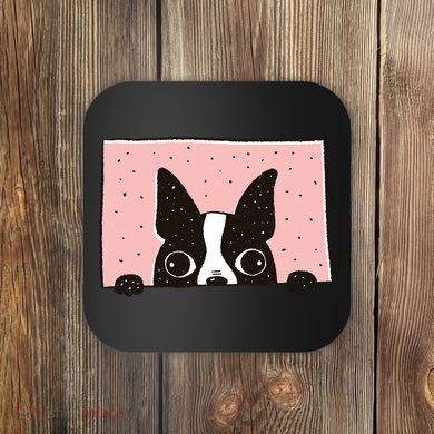 Boston Terrier Peeking Coaster