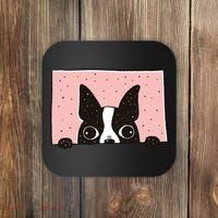 Boston Terrier Peeking Coaster thumb 0