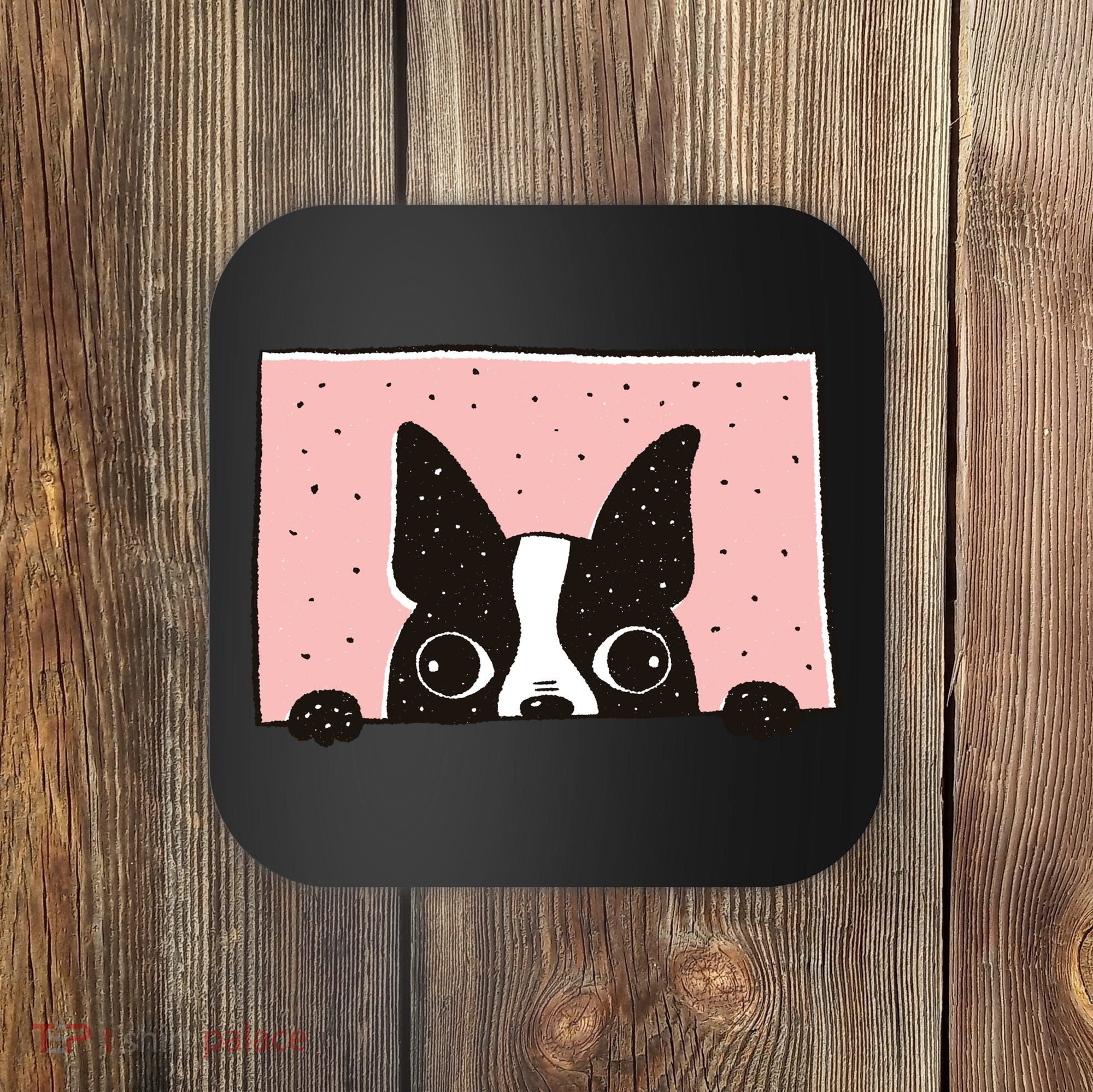 Boston Terrier Peeking Coaster