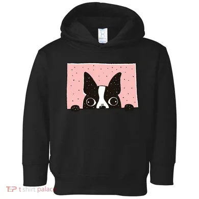 Boston Terrier Peeking Toddler Hoodie