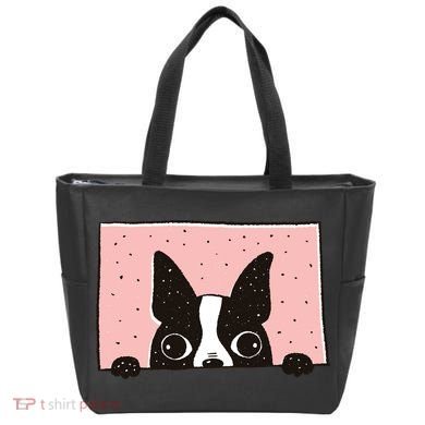 Boston Terrier Peeking Tote Bag
