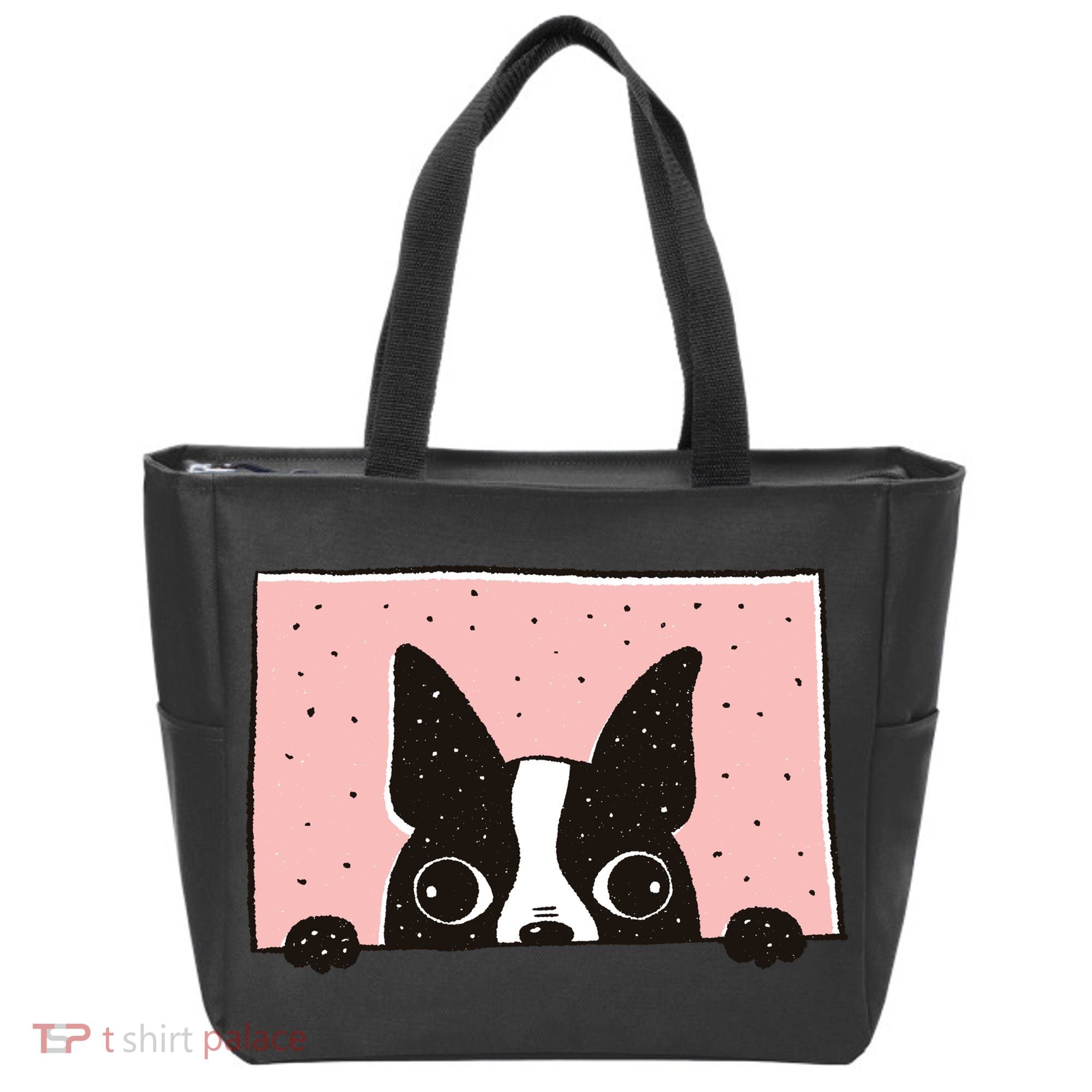 Boston Terrier Peeking Tote Bag