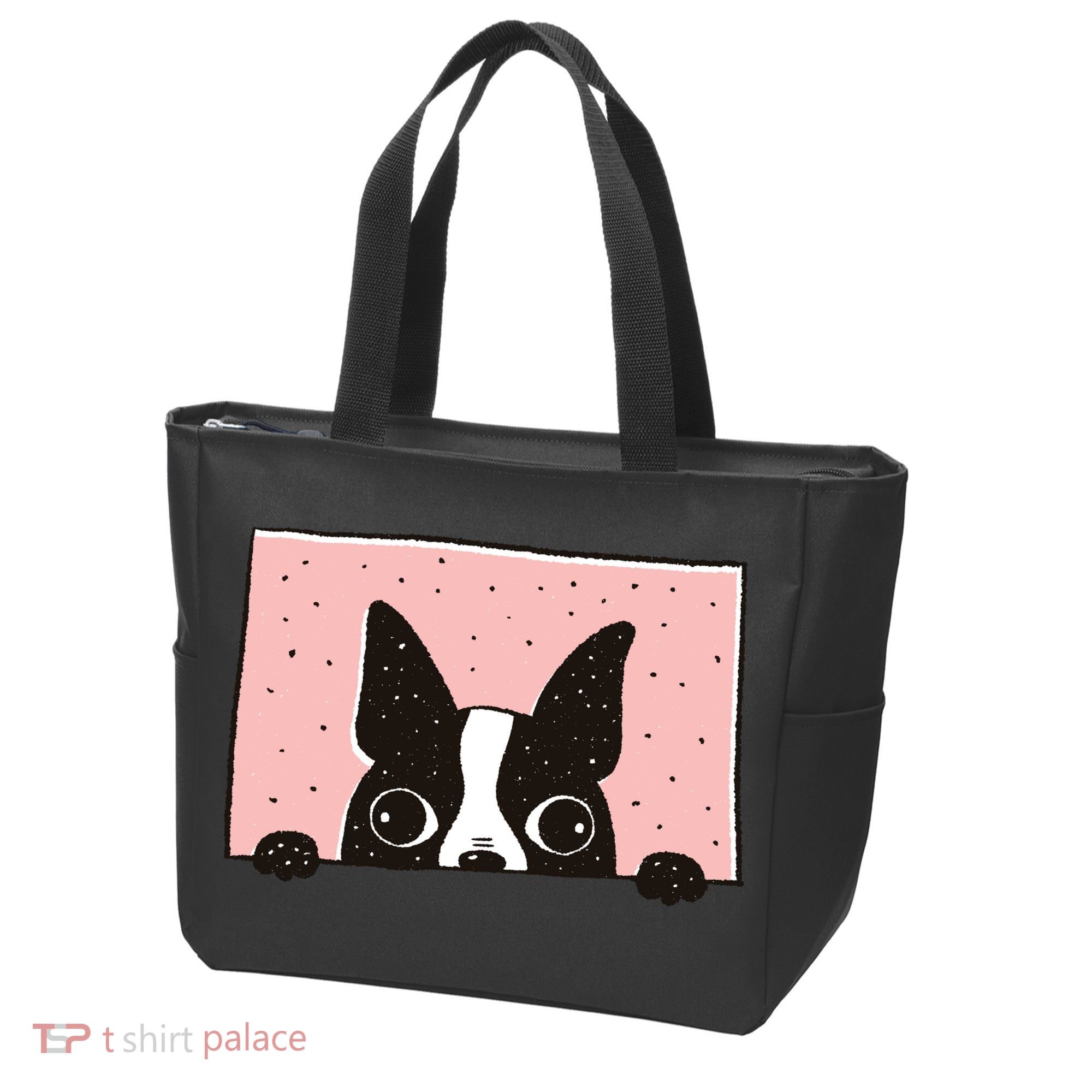 Boston Terrier Peeking Tote Bag