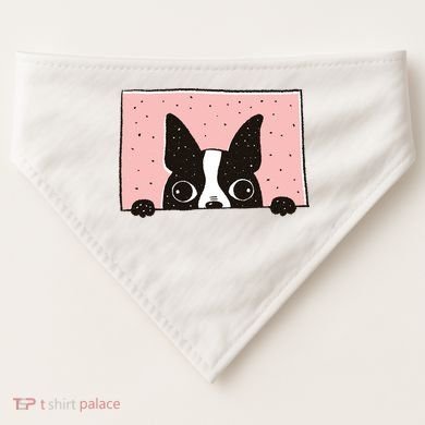 Boston Terrier Peeking USA-Made Doggie Bandana