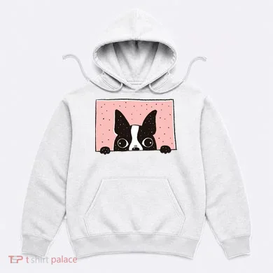 Boston Terrier Peeking Hoodie