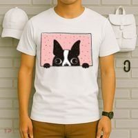 Boston Terrier Peeking T-Shirt thumb 6