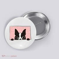 Boston Terrier Peeking Button thumb 0