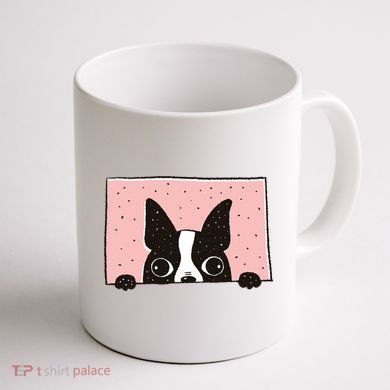 Boston Terrier Peeking Coffee Mug back