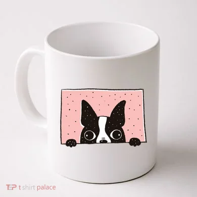 Boston Terrier Peeking Coffee Mug
