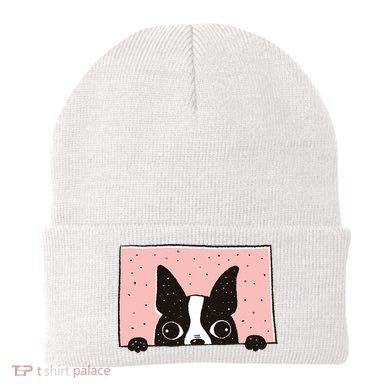 Boston Terrier Peeking Beanie