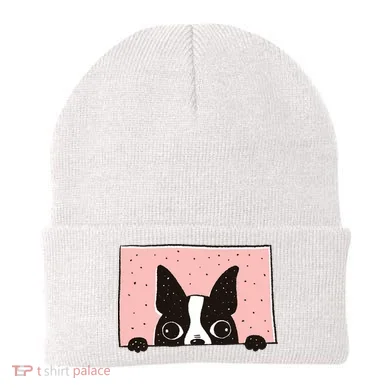 Boston Terrier Peeking Beanie