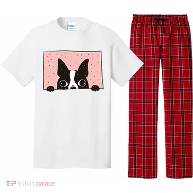 Boston Terrier Peeking Pajama Set