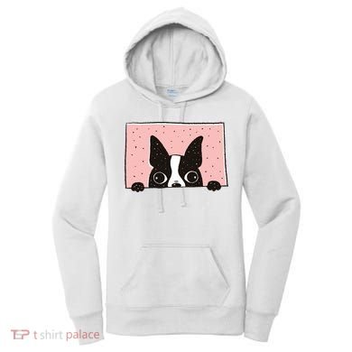 Boston Terrier Peeking Women's Hoodie