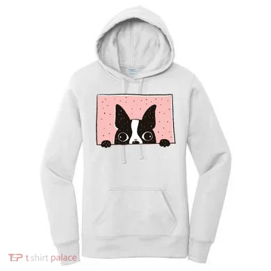 Boston Terrier Peeking Women's Hoodie