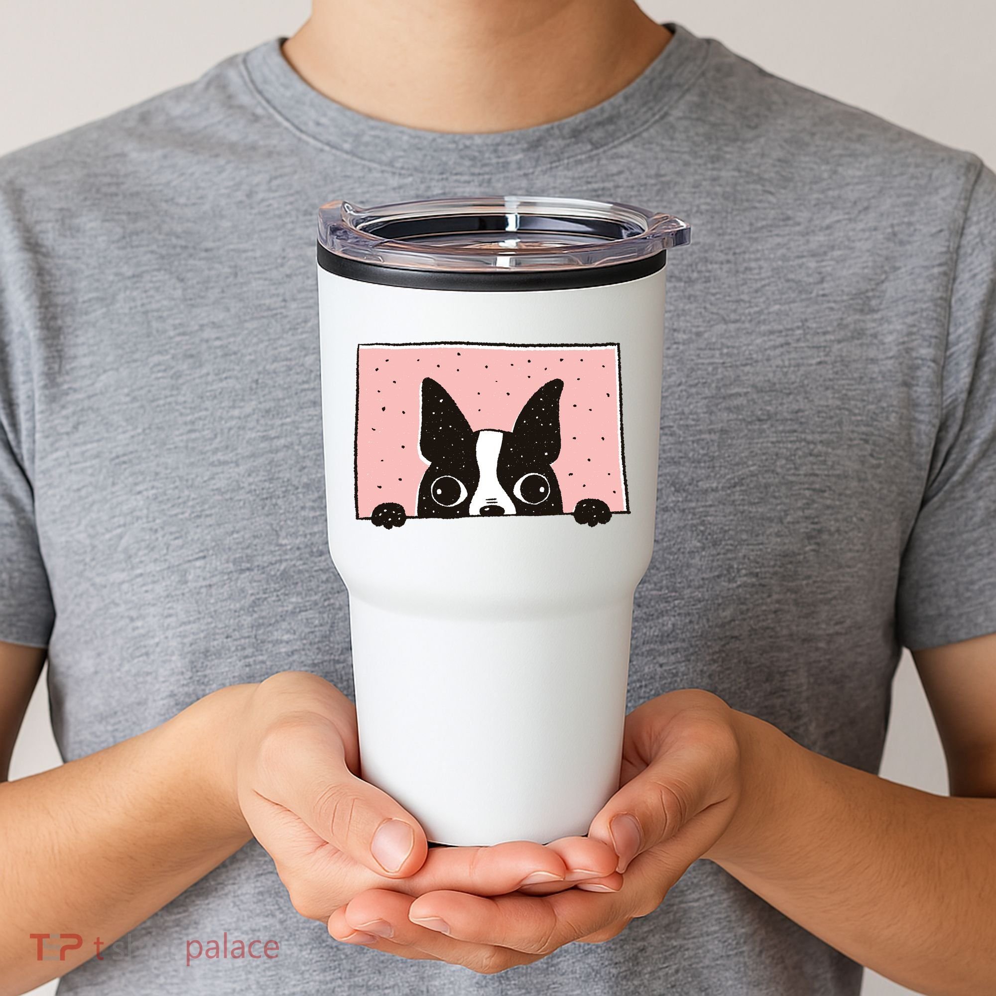Boston Terrier Peeking Tumbler