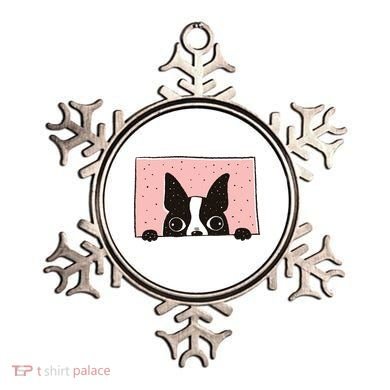 Boston Terrier Peeking Ornament