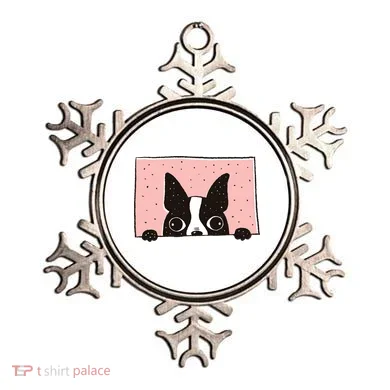 Boston Terrier Peeking Ornament