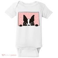 Boston Terrier Peeking Baby Bodysuit thumb 0