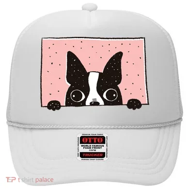 Boston Terrier Peeking Hat