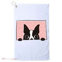 Boston Terrier Peeking Golf Towel thumb 0