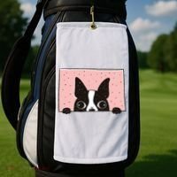 Boston Terrier Peeking Golf Towel thumb 2