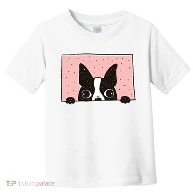 Boston Terrier Peeking Toddler T-Shirt