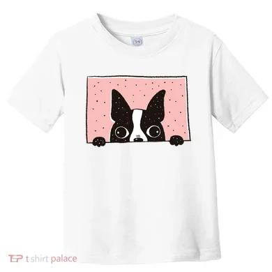 Boston Terrier Peeking Toddler T-Shirt
