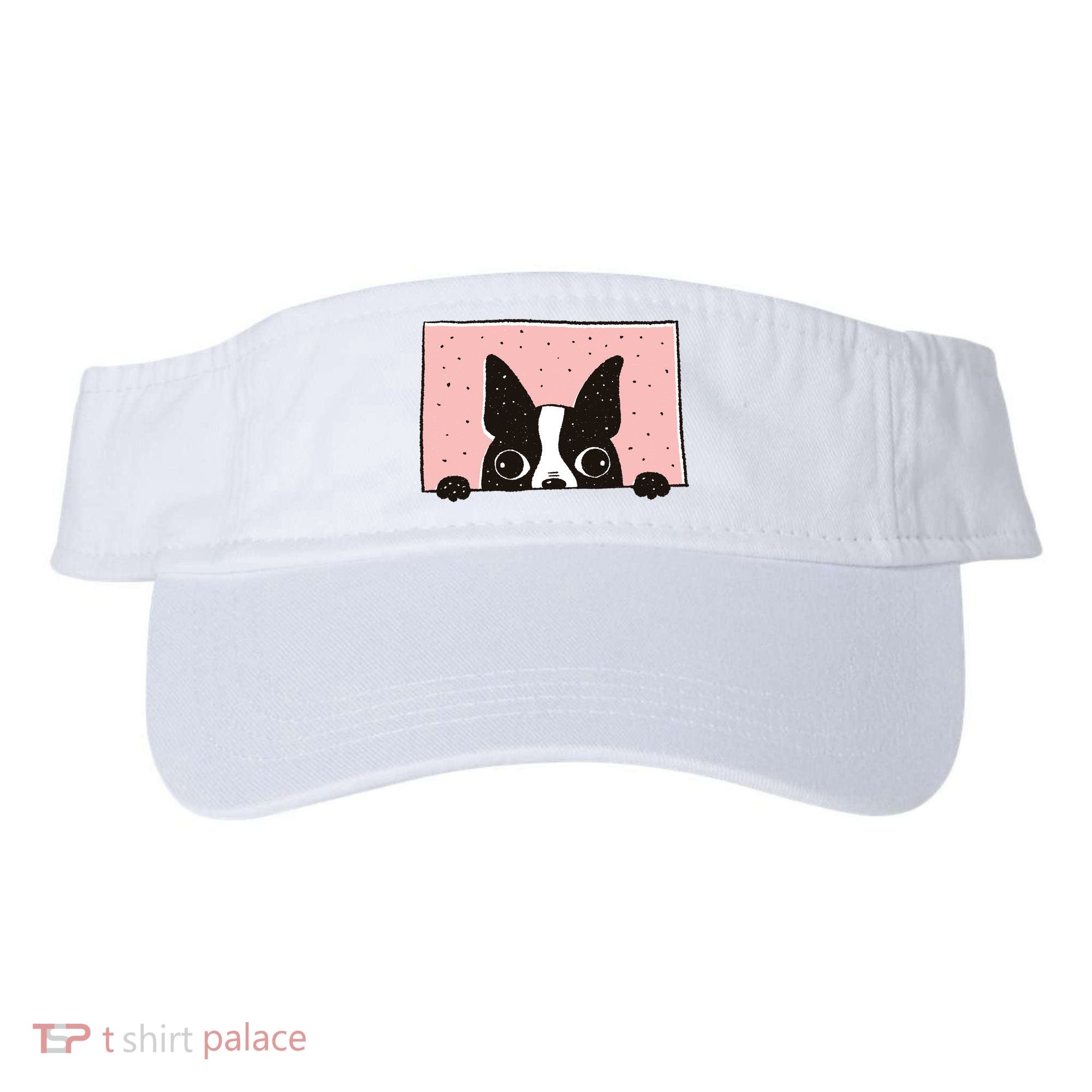 Boston Terrier Peeking Visor