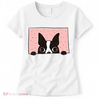 Boston Terrier Peeking Women's T-Shirt