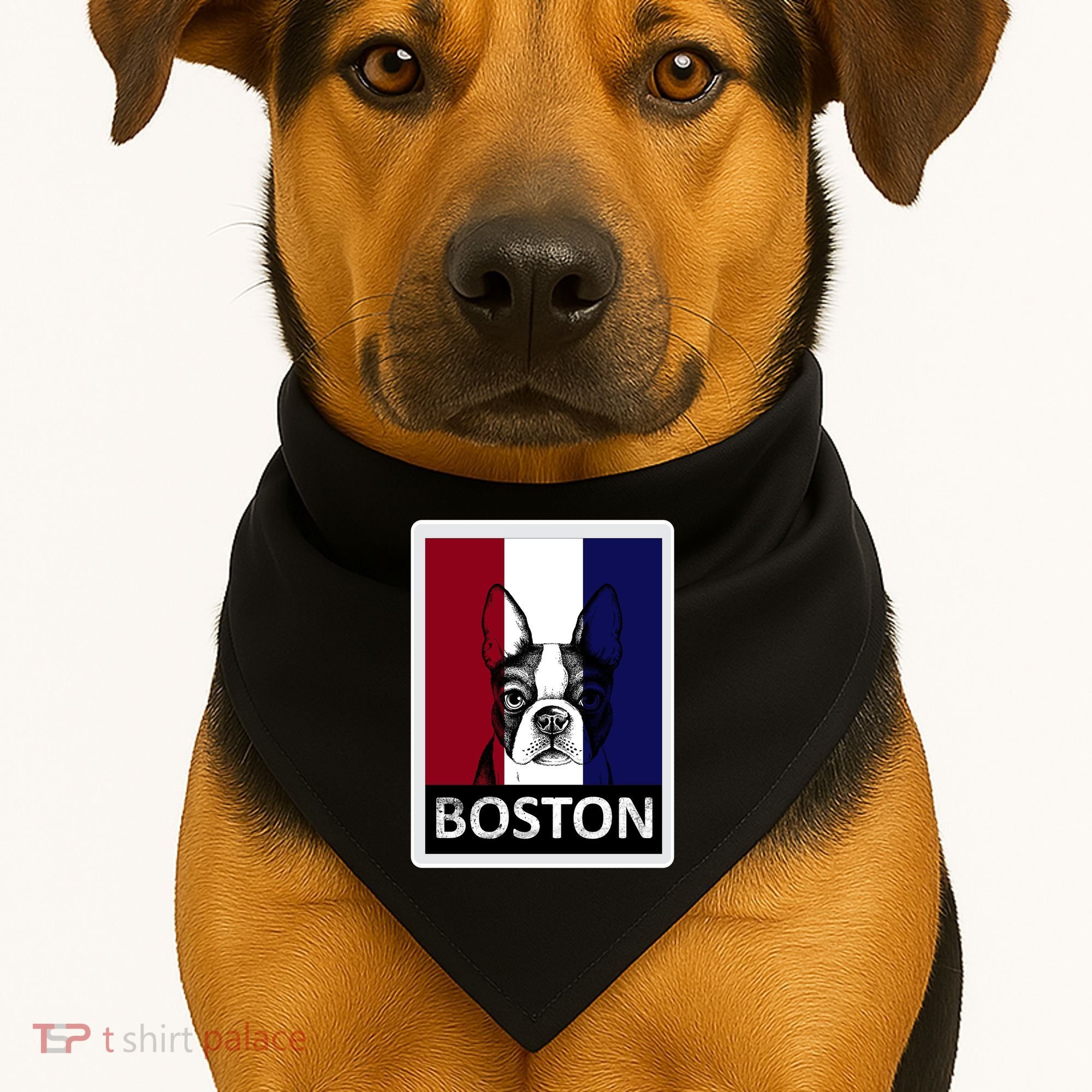 Boston Terrier Portrait  USA-Made Doggie Bandana