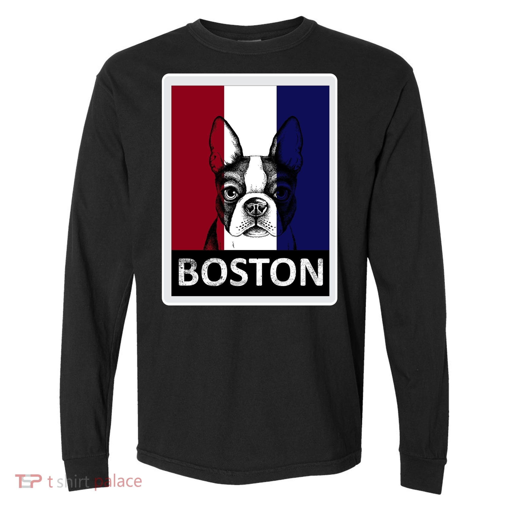 Boston Terrier Portrait  Comfort Colors Heavyweight Long Sleeve T-Shirt