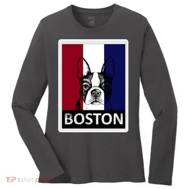 Boston Terrier Portrait  Women's Long Sleeve Shirt