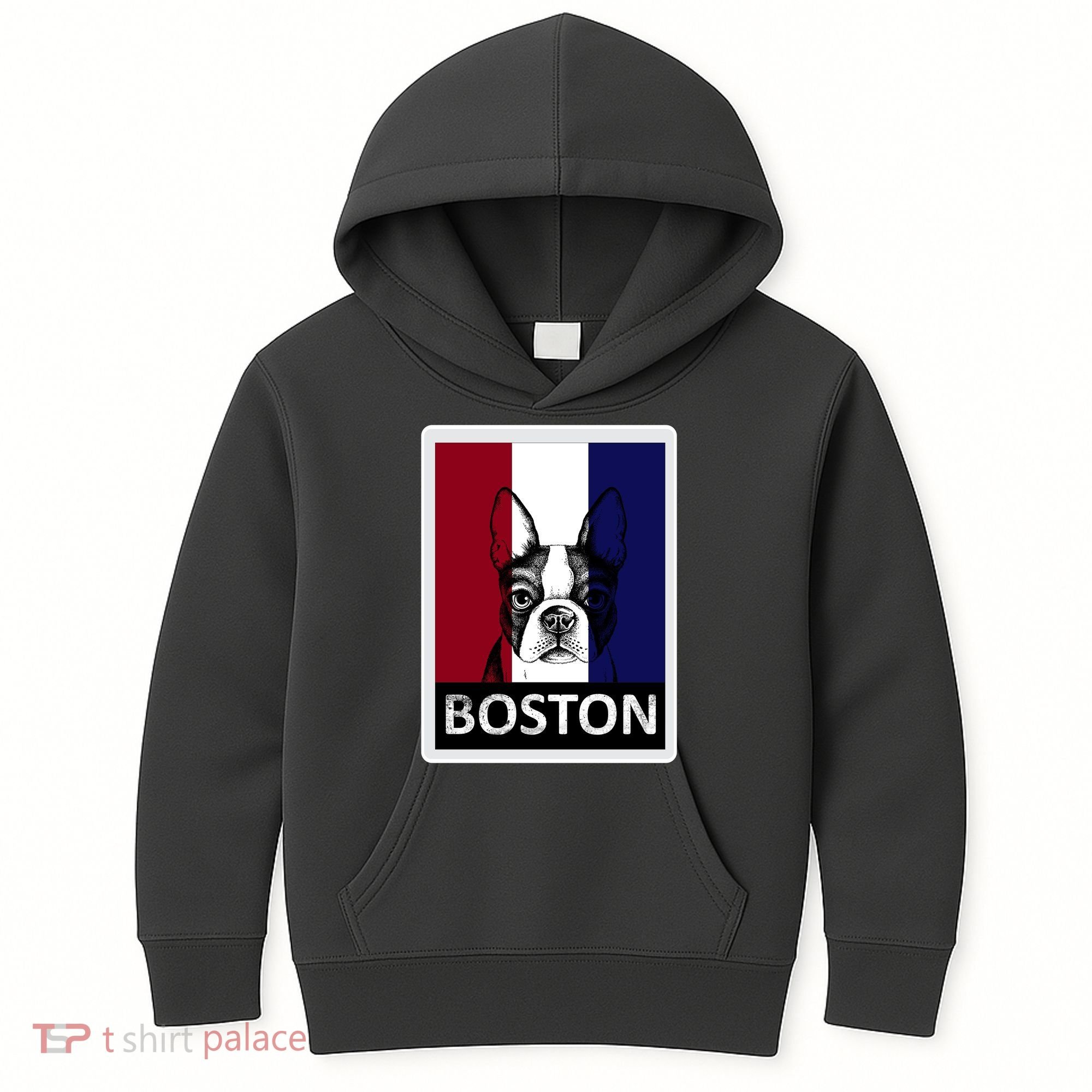 Boston Terrier Portrait  Kids Hoodie